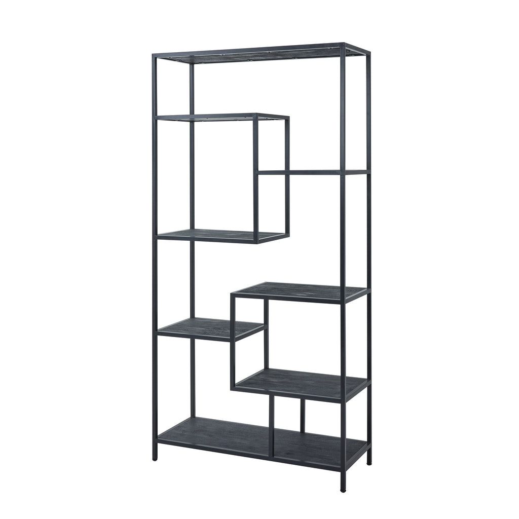 Large Black Multi Shelf Unit 200 cm
