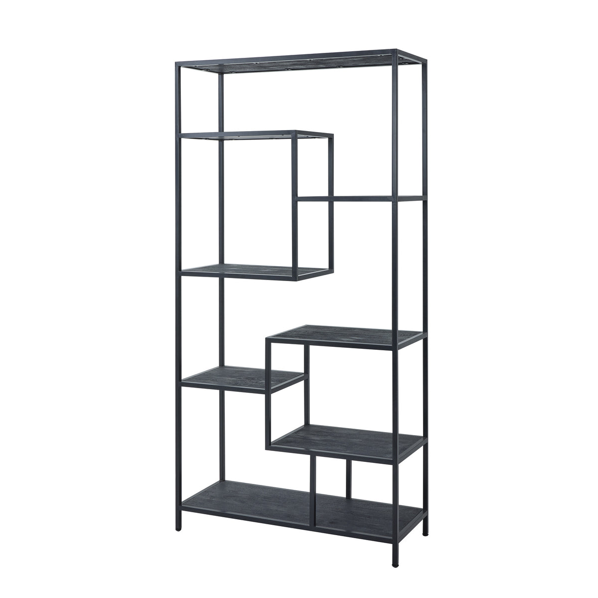 Large Black Multi Shelf Unit 200 cm
