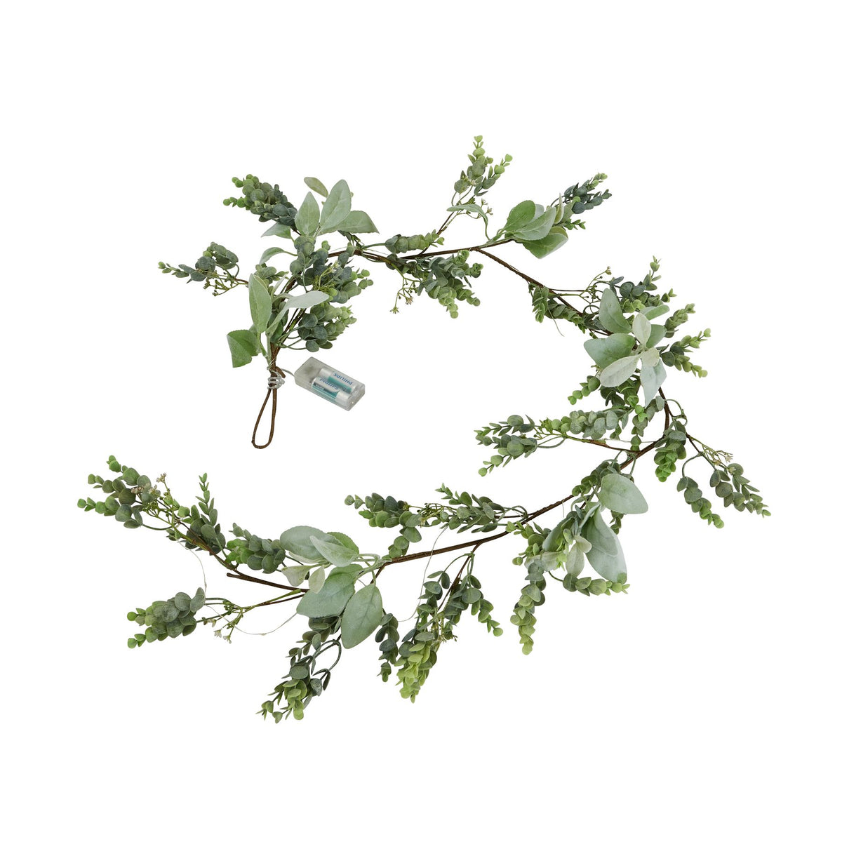 Led Winter Garland With Eucalyptus And Lambs Ear 153 cm