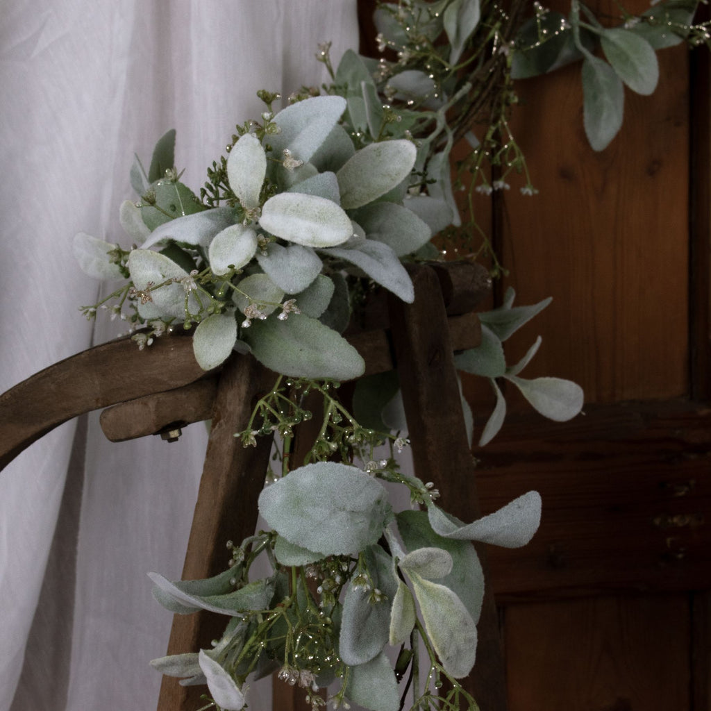 Winter Garland With Lambs Ear And Wax Flower 153 cm