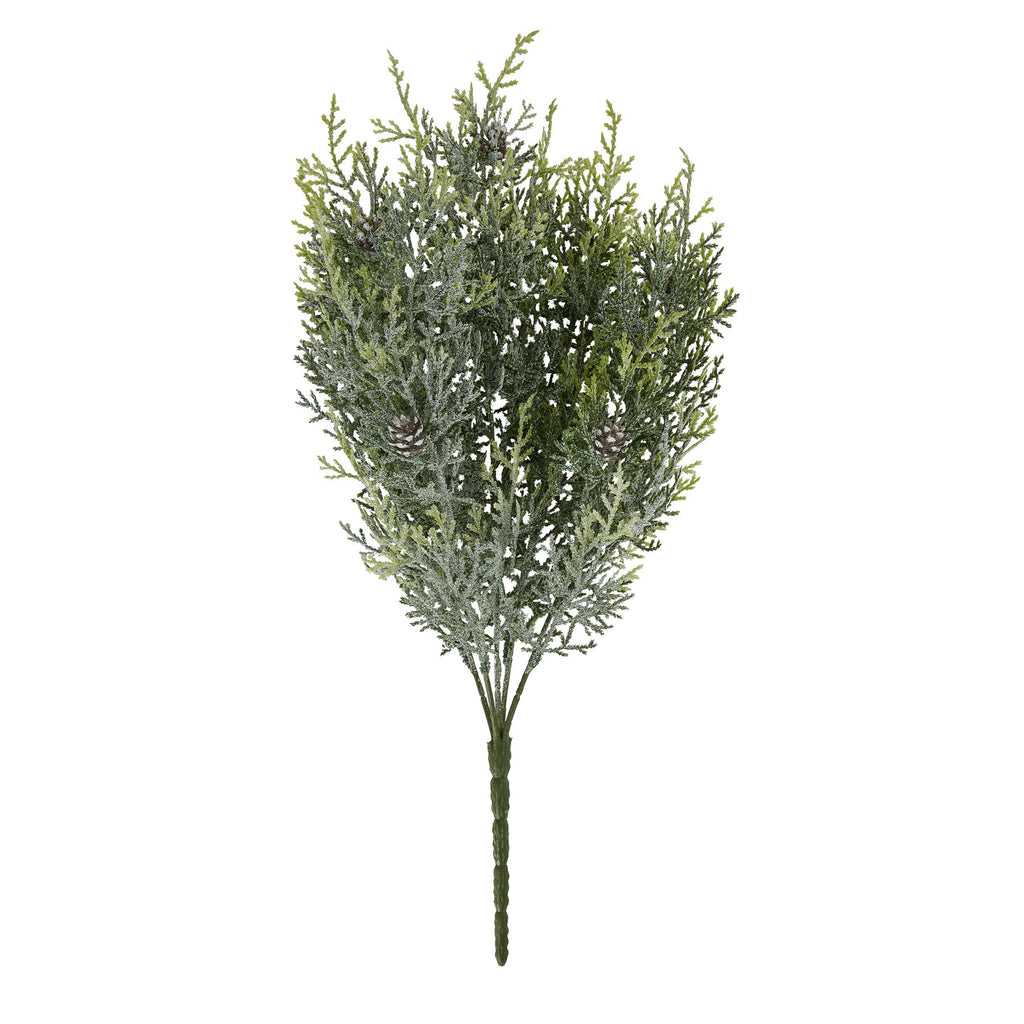 Frosted Pine Spray Stem With Pinecones 49 cm