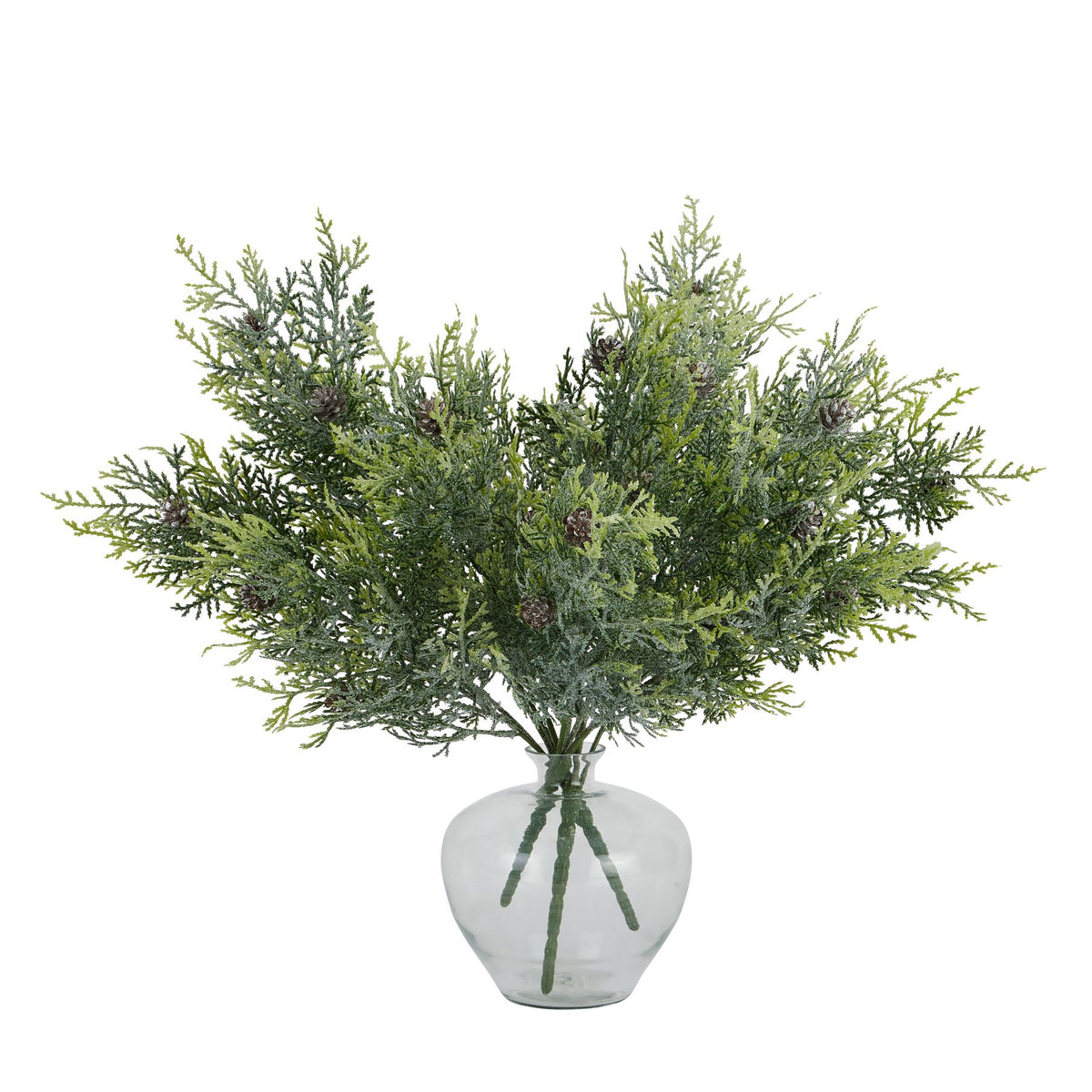 Frosted Pine Spray Stem With Pinecones 49 cm