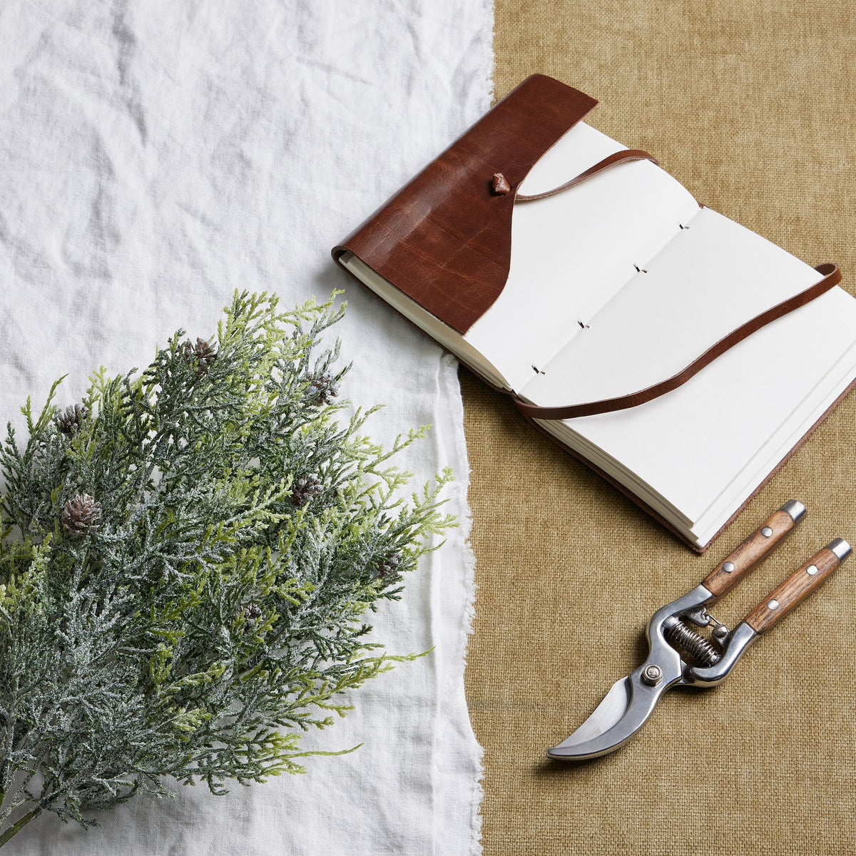 Frosted Pine Spray Stem With Pinecones 49 cm