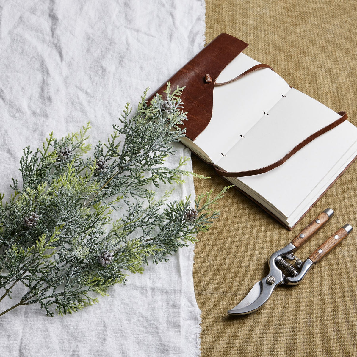 Frosted Pine Tall Stem With Pinecones 77 cm
