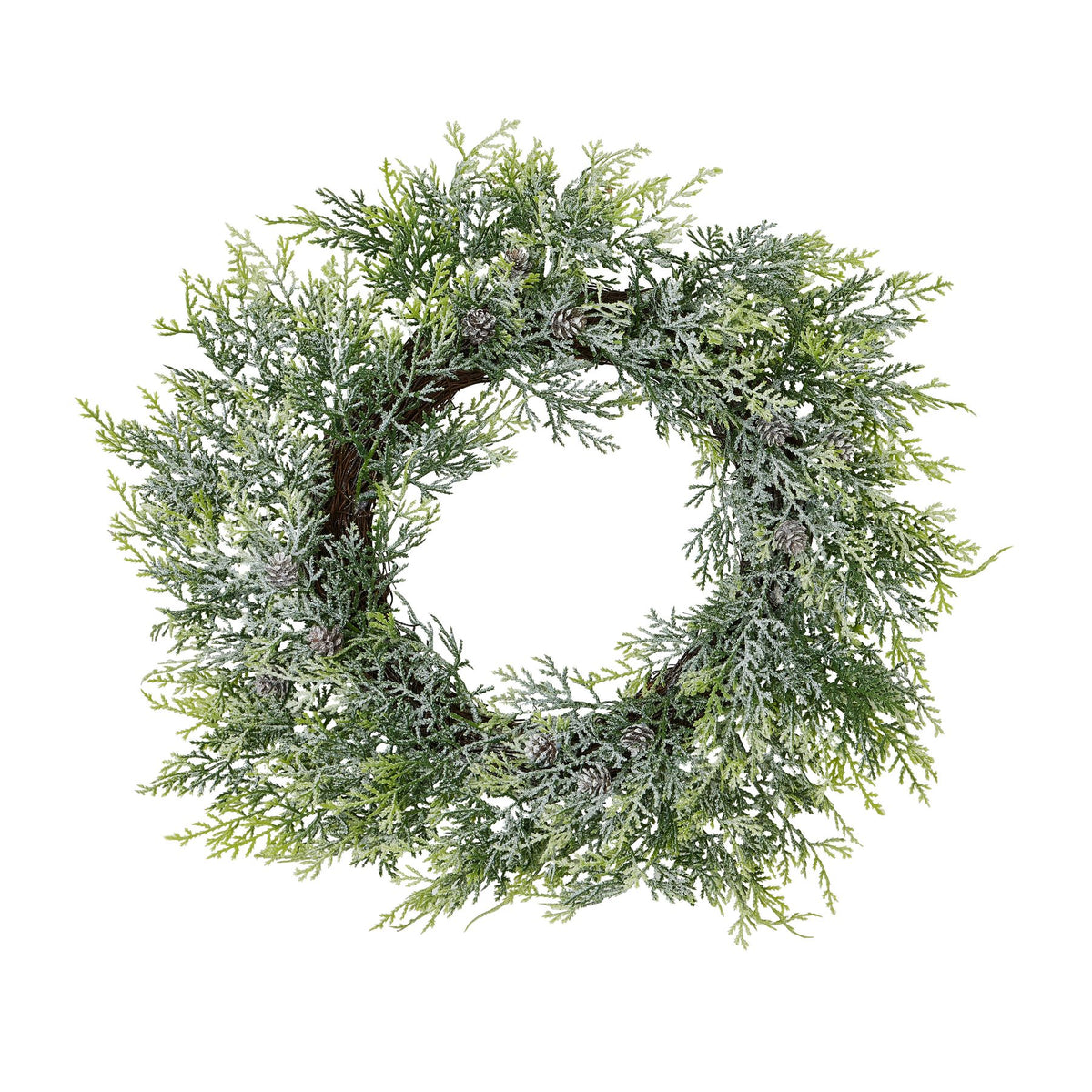 Frosted Pine Wreath With Pinecones 55 cm