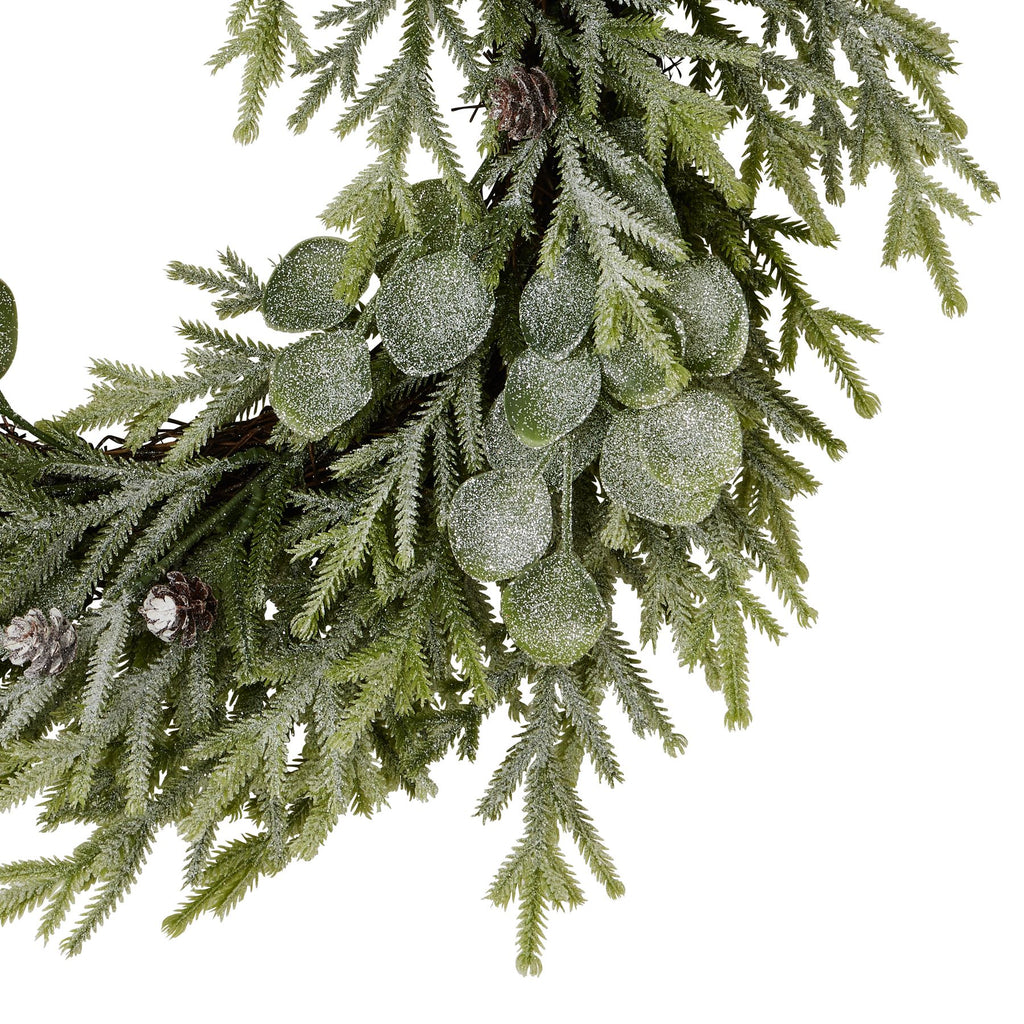 Frosted Pine And Eucalyptus Wreath 50 cm