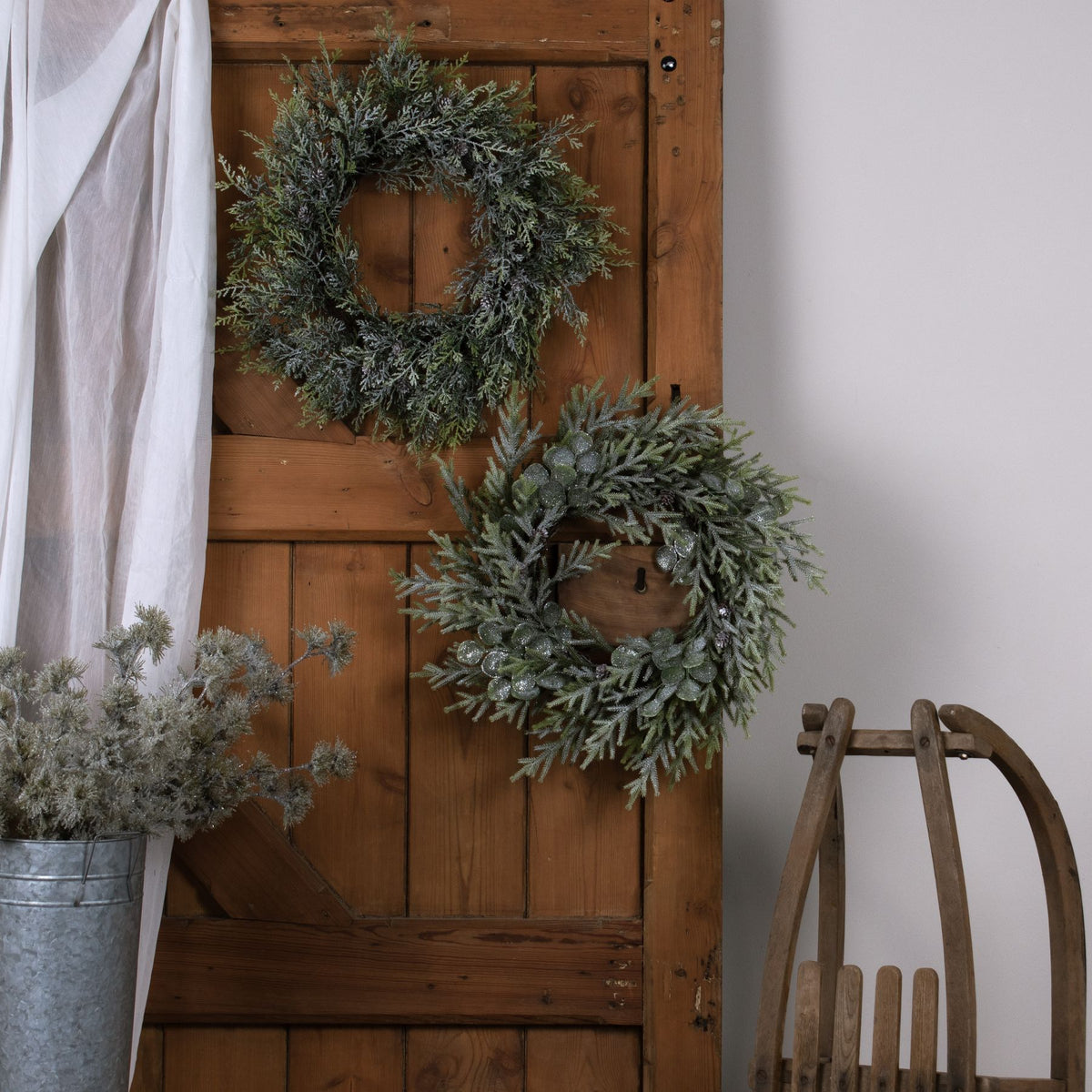 Frosted Pine And Eucalyptus Wreath 50 cm