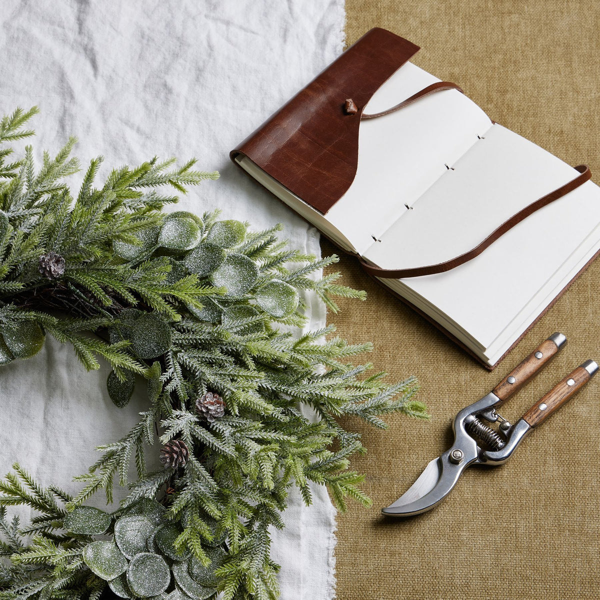 Frosted Pine And Eucalyptus Wreath 50 cm