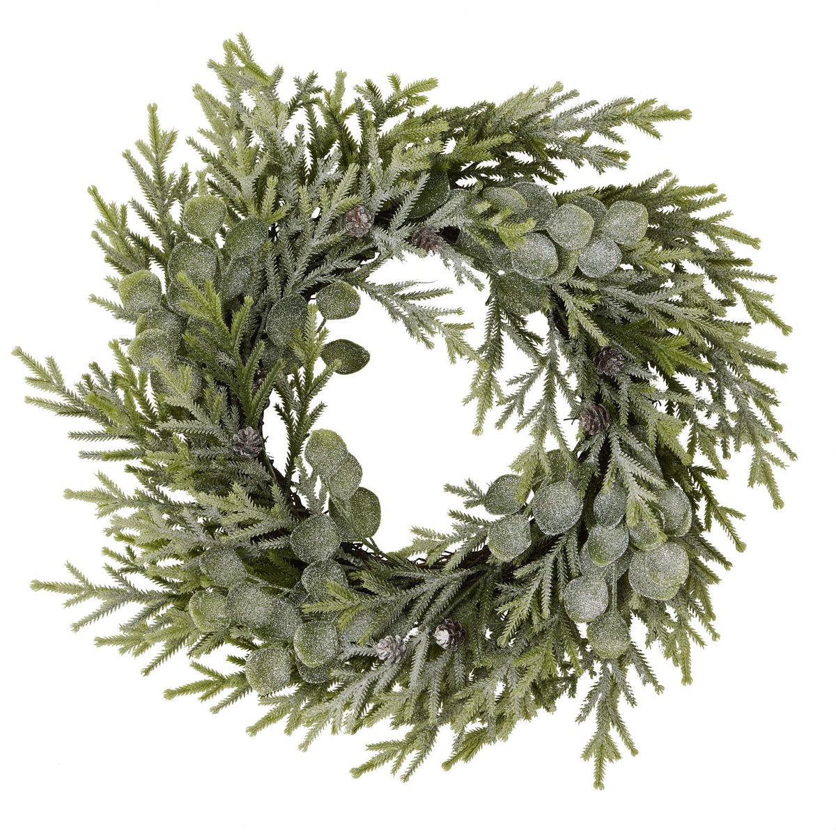 Frosted Pine And Eucalyptus Wreath 50 cm