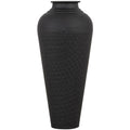 Matt Black Hammered Vase With Lid 41 cm