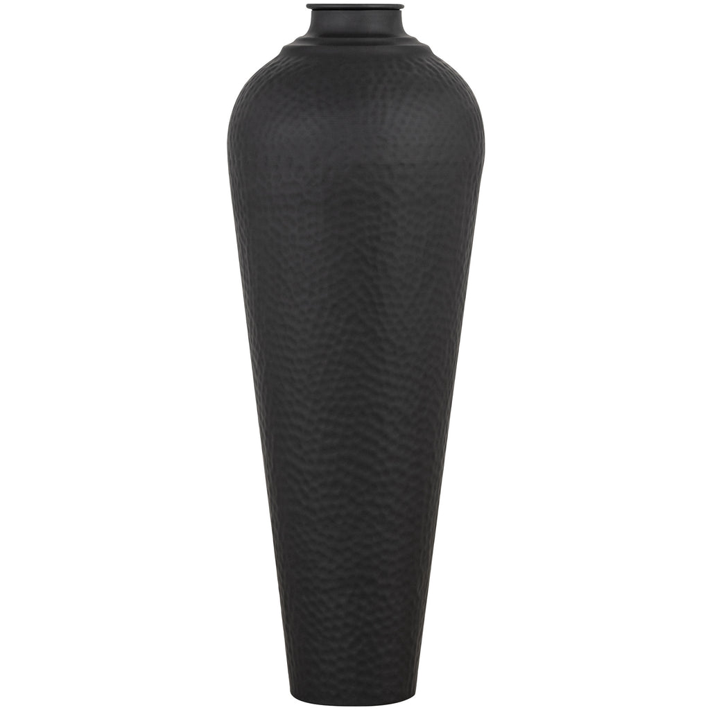 Matt Black Medium Hammered Vase With Lid 80 cm