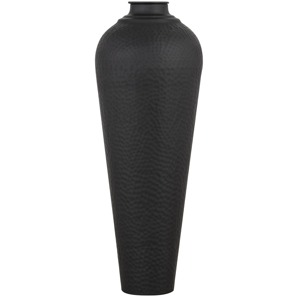 Matt Black Medium Hammered Vase With Lid 80 cm