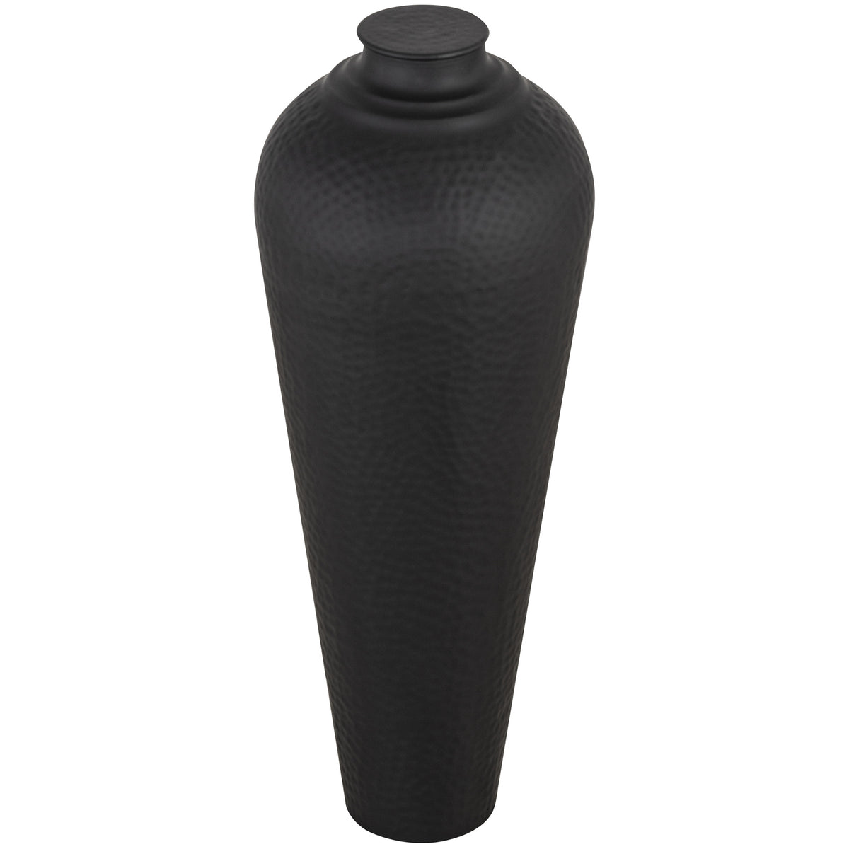 Matt Black Medium Hammered Vase With Lid 80 cm