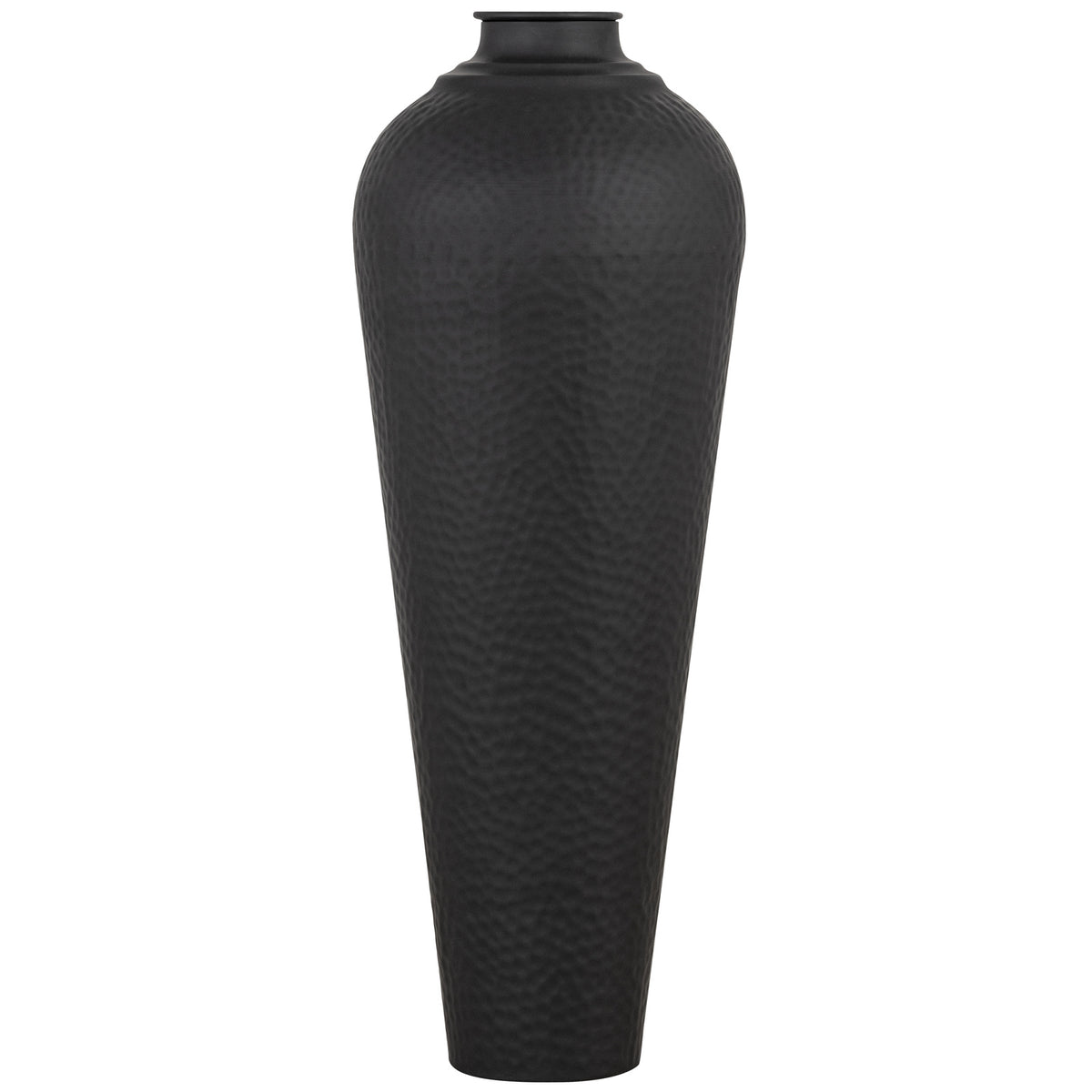Matt Black Medium Hammered Vase With Lid 80 cm