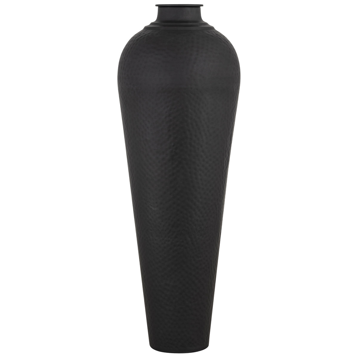 Matt Black Large Hammered Vase With Lid 103 cm