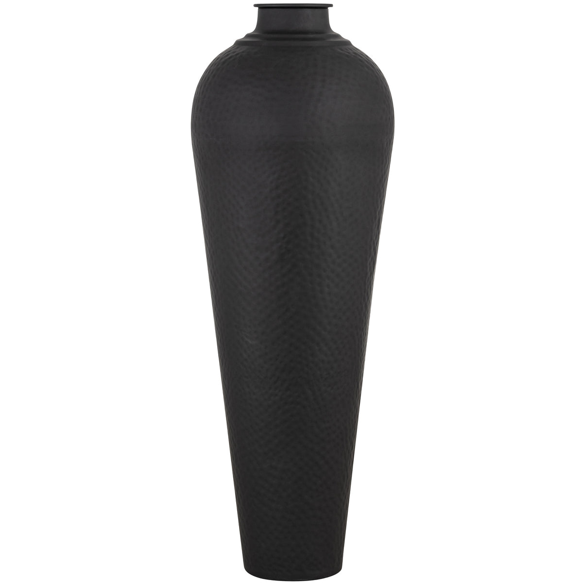 Matt Black Large Hammered Vase With Lid 103 cm