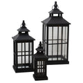 Noctis Set Of 3 Black Window Style Lanterns With Open Top