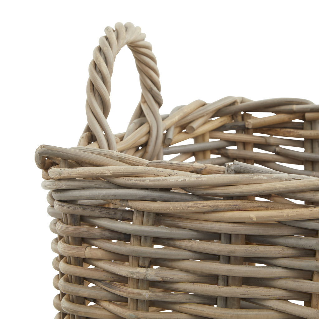 Set Of 3 Kubu Rattan Square Storage Baskets 52 cm