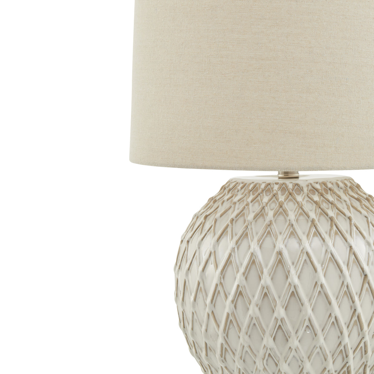 Lattice Ceramic Table Lamp With Linen Shade 58 cm
