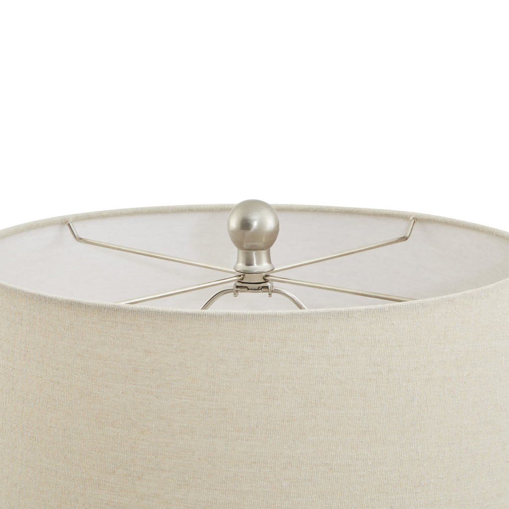 Lattice Ceramic Table Lamp With Linen Shade 58 cm