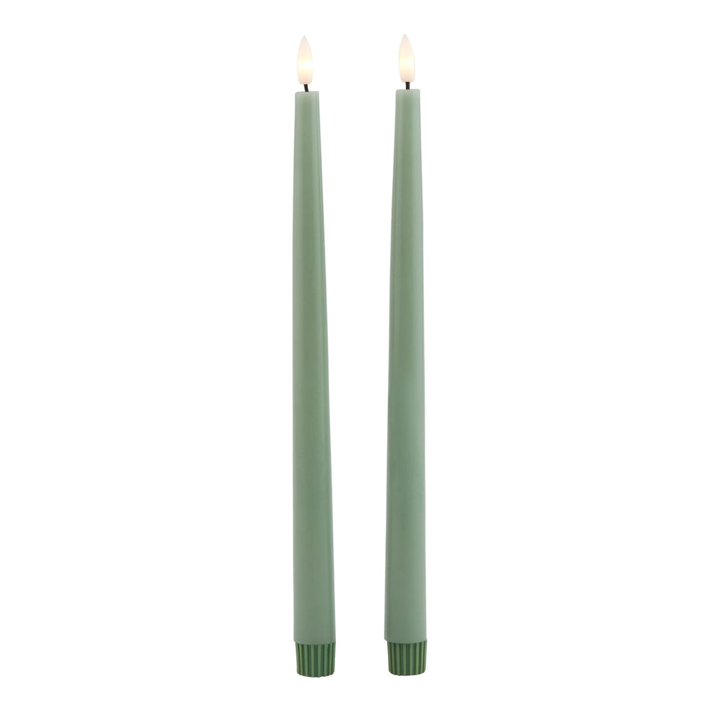 Luxe Collection S/2 Sage Led Wax Dinner Candles 25 cm