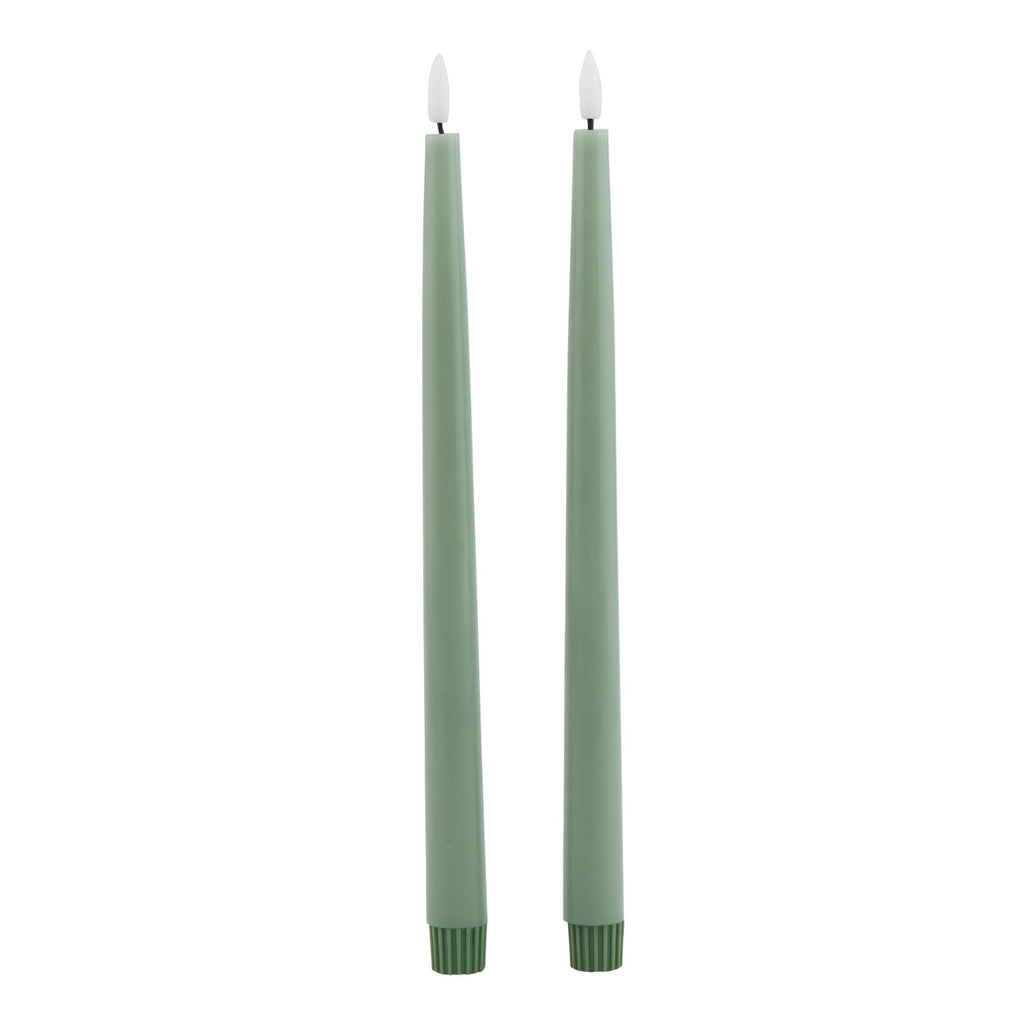 Luxe Collection S/2 Sage Led Wax Dinner Candles 25 cm