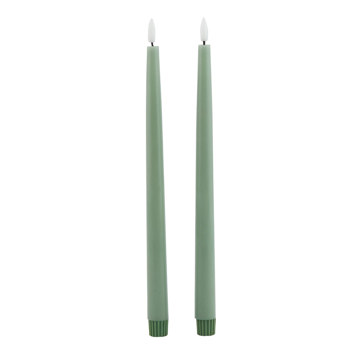 Luxe Collection S/2 Sage Led Wax Dinner Candles 25 cm