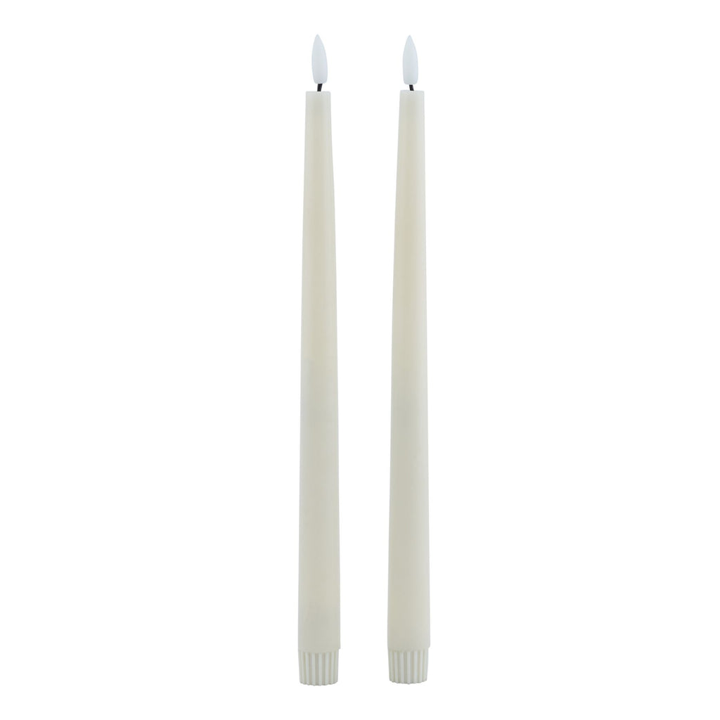 Luxe Collection S/2 Taupe Led Wax Dinner Candles 25 cm