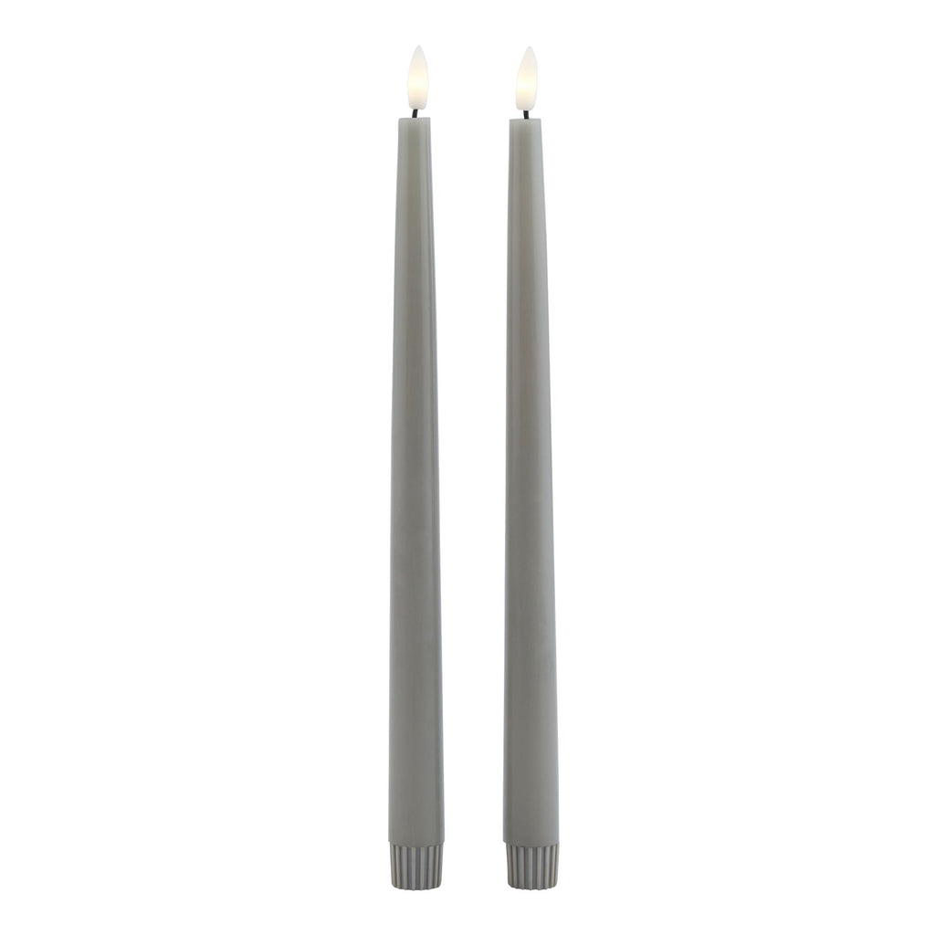 Luxe Collection S/2 Grey Led Wax Dinner Candles 25 cm