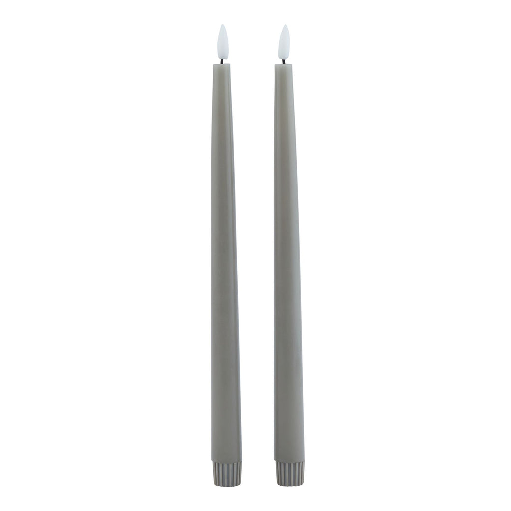 Luxe Collection S/2 Grey Led Wax Dinner Candles 25 cm