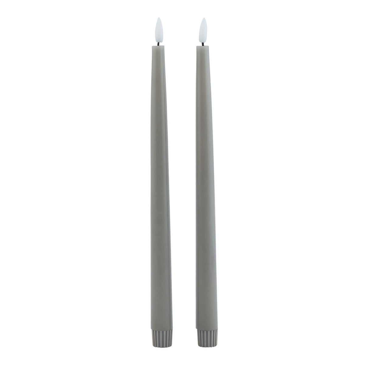 Luxe Collection S/2 Grey Led Wax Dinner Candles 25 cm