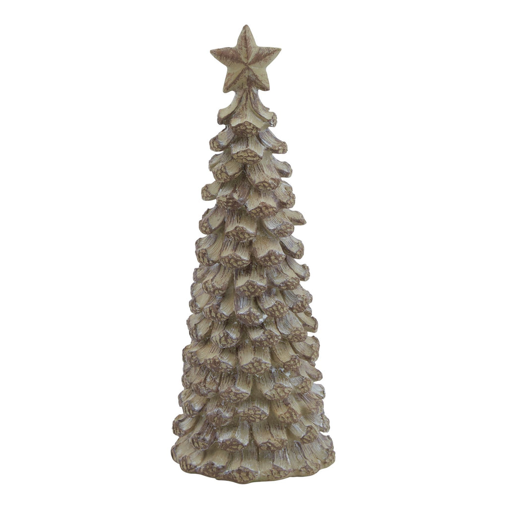 Small Beige Cedar Tree With Star 17 cm