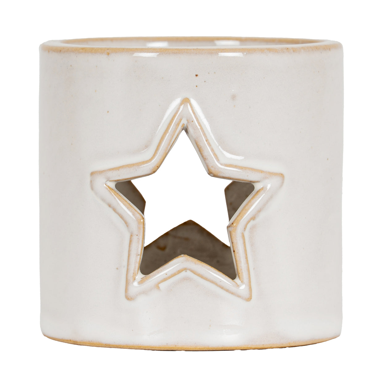 White Ceramic Star Cut-Out Tealight Holder 8 cm