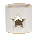 White Ceramic Star Cut-Out Tealight Holder 8 cm