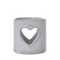 White Ceramic Heart Cut-Out Tealight Holder 8 cm