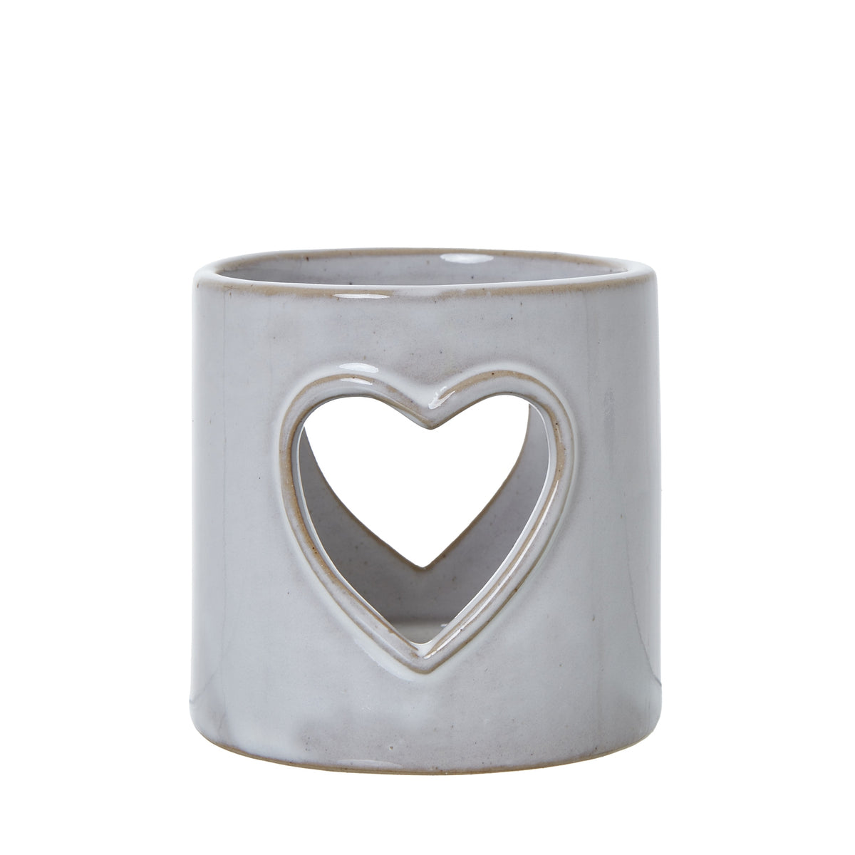 White Ceramic Heart Cut-Out Tealight Holder 8 cm