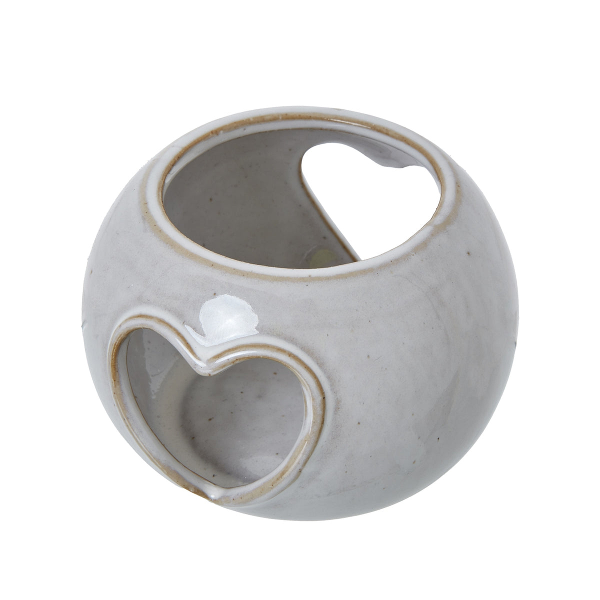 White Ceramic Heart Cut-Out Round Tealight Holder 9 cm