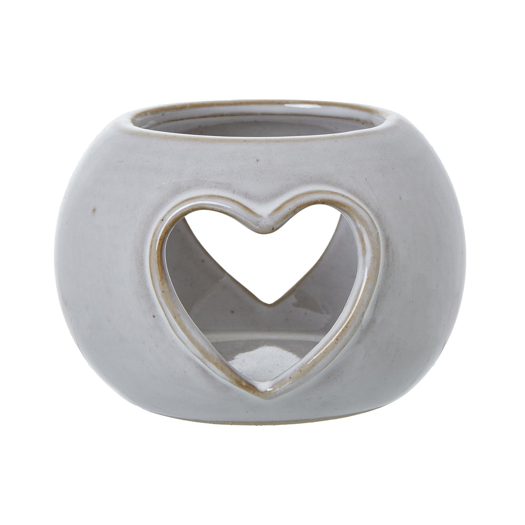 White Ceramic Heart Cut-Out Round Tealight Holder 9 cm