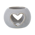 White Ceramic Heart Cut-Out Round Tealight Holder 9 cm