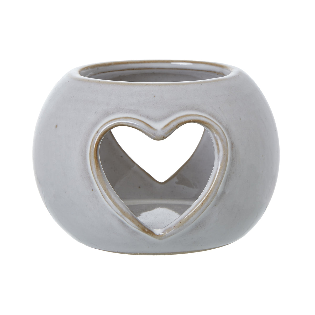 White Ceramic Heart Cut-Out Round Tealight Holder 9 cm