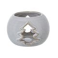 White Ceramic Tree Cut-Out Round Tealight Holder 9 cm