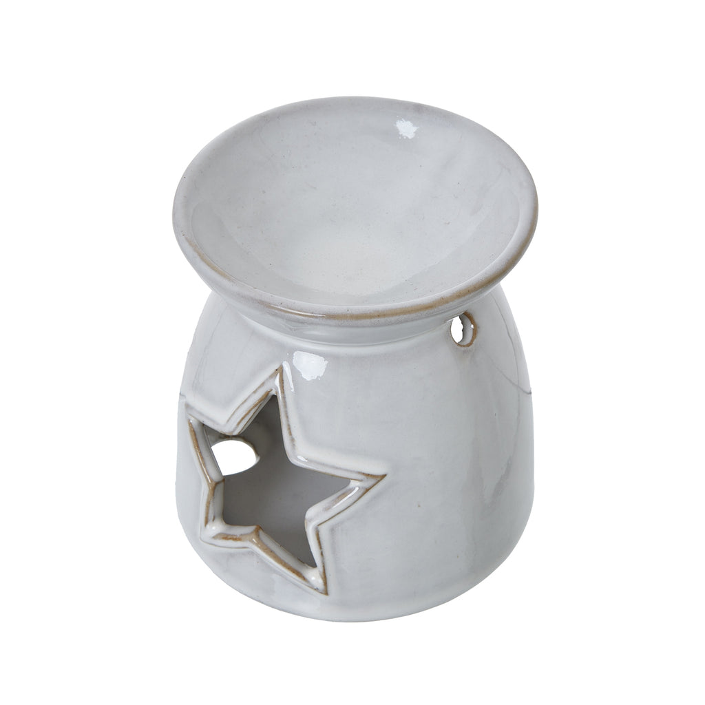 White Ceramic Star Cut-Out Wax Melt Tealight Holder 11 cm