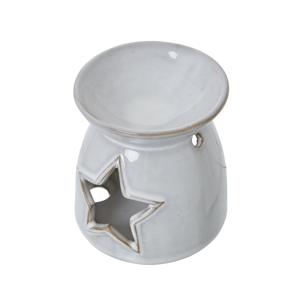 White Ceramic Star Cut-Out Wax Melt Tealight Holder 11 cm