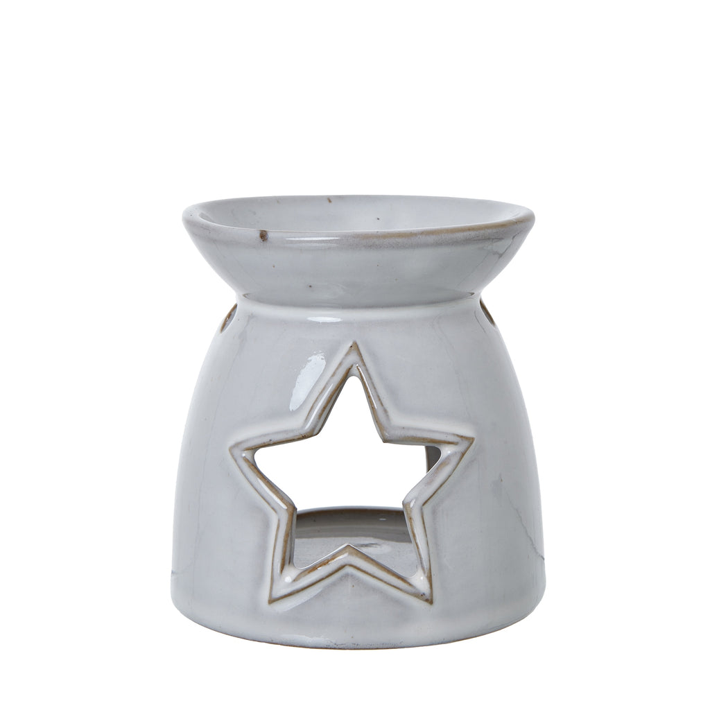 White Ceramic Star Cut-Out Wax Melt Tealight Holder 11 cm