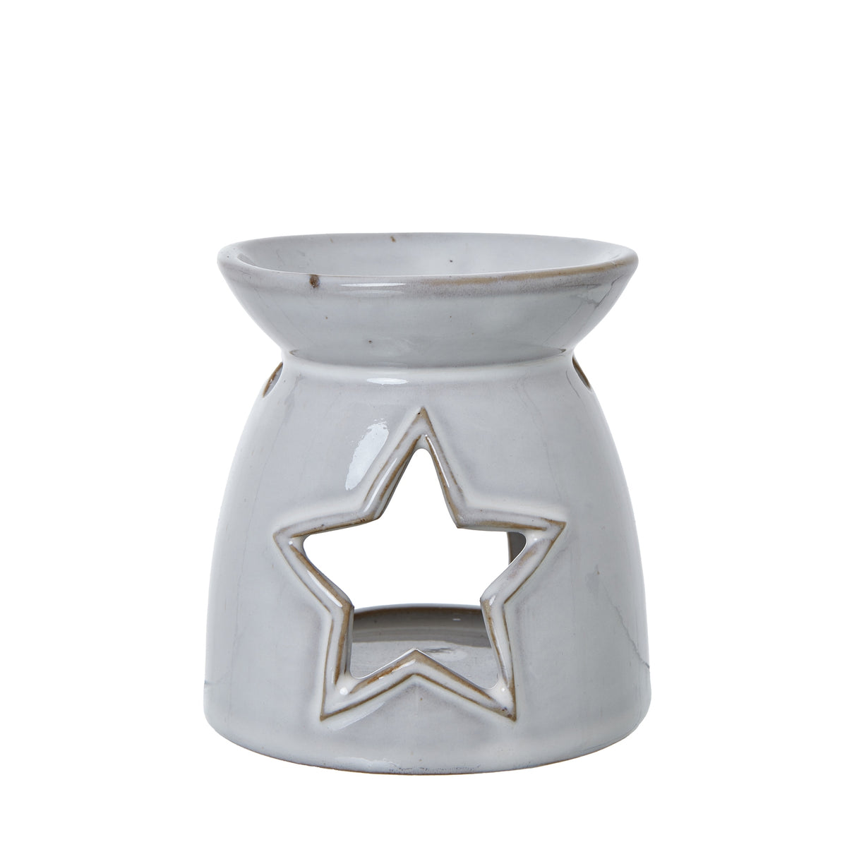 White Ceramic Star Cut-Out Wax Melt Tealight Holder 11 cm