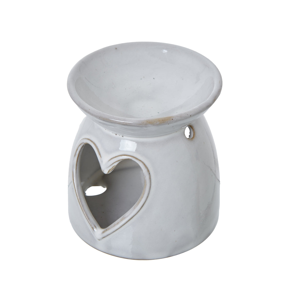 White Ceramic Heart Cut-Out Wax Melt Tealight Holder 11 cm