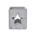 White Ceramic Star Cut-Out Square Tealight Holder 8 cm