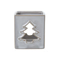 White Ceramic Tree Cut-Out Square Tealight Holder 8 cm