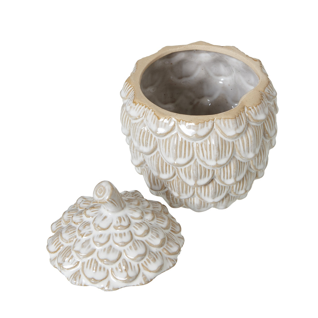 Large Ceramic Pine Cone Trinket Dish With Lid 16 cm