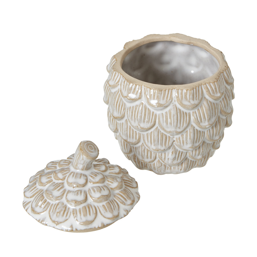 Medium Ceramic Pine Cone Trinket Dish With Lid 12 cm